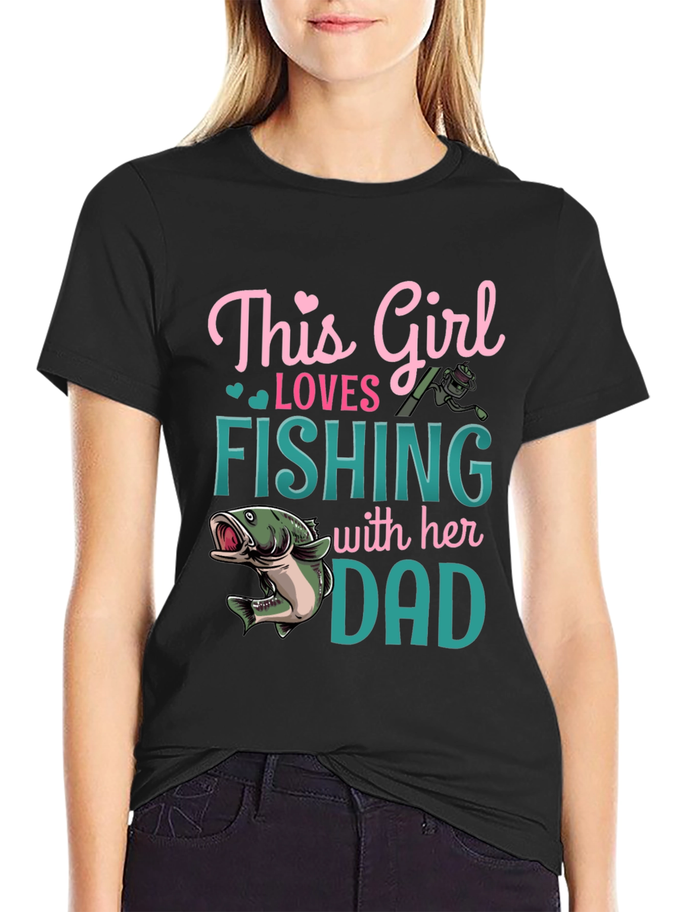 Girl Loves Fishing With Dad Graphic T-Shirt