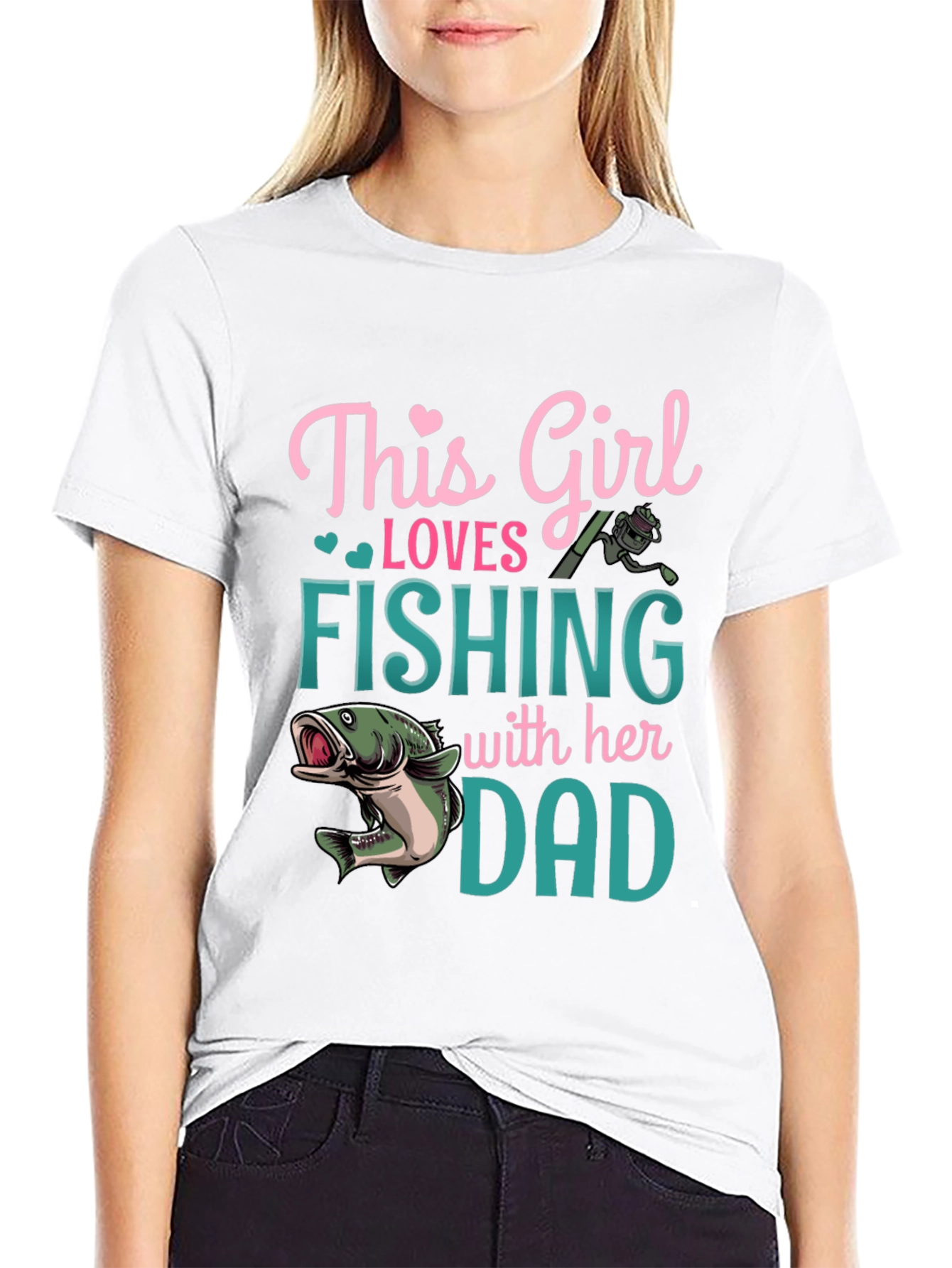Girl Loves Fishing With Dad Graphic T-Shirt