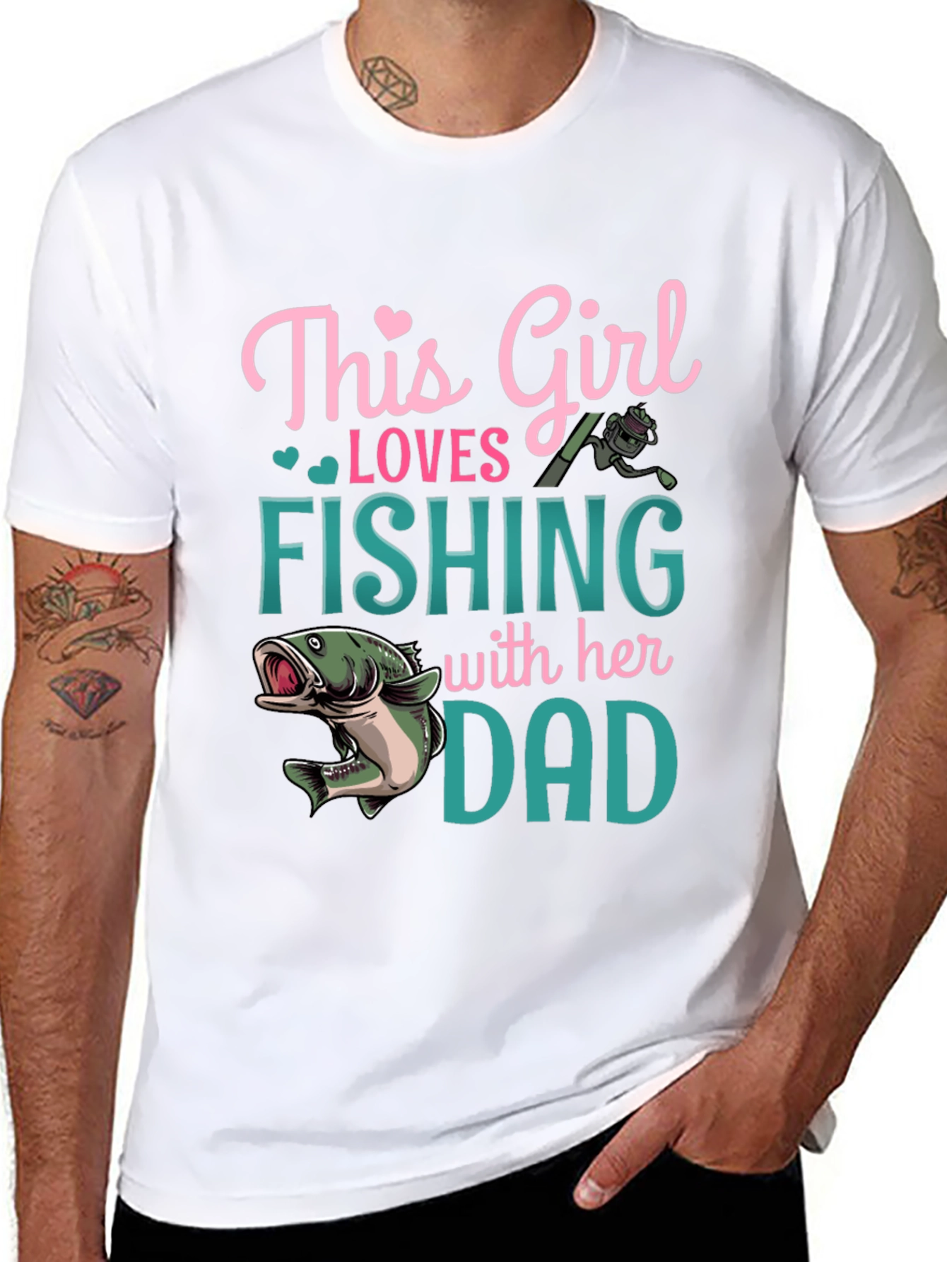 Girl Loves Fishing With Dad Graphic T-Shirt