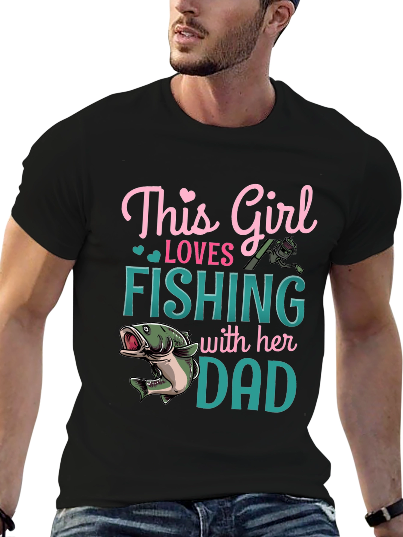 Girl Loves Fishing With Dad Graphic T-Shirt