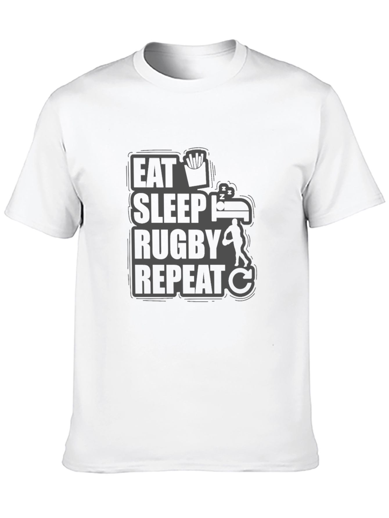 Eat Sleep Rugby Repeat Black Graphic T-Shirt