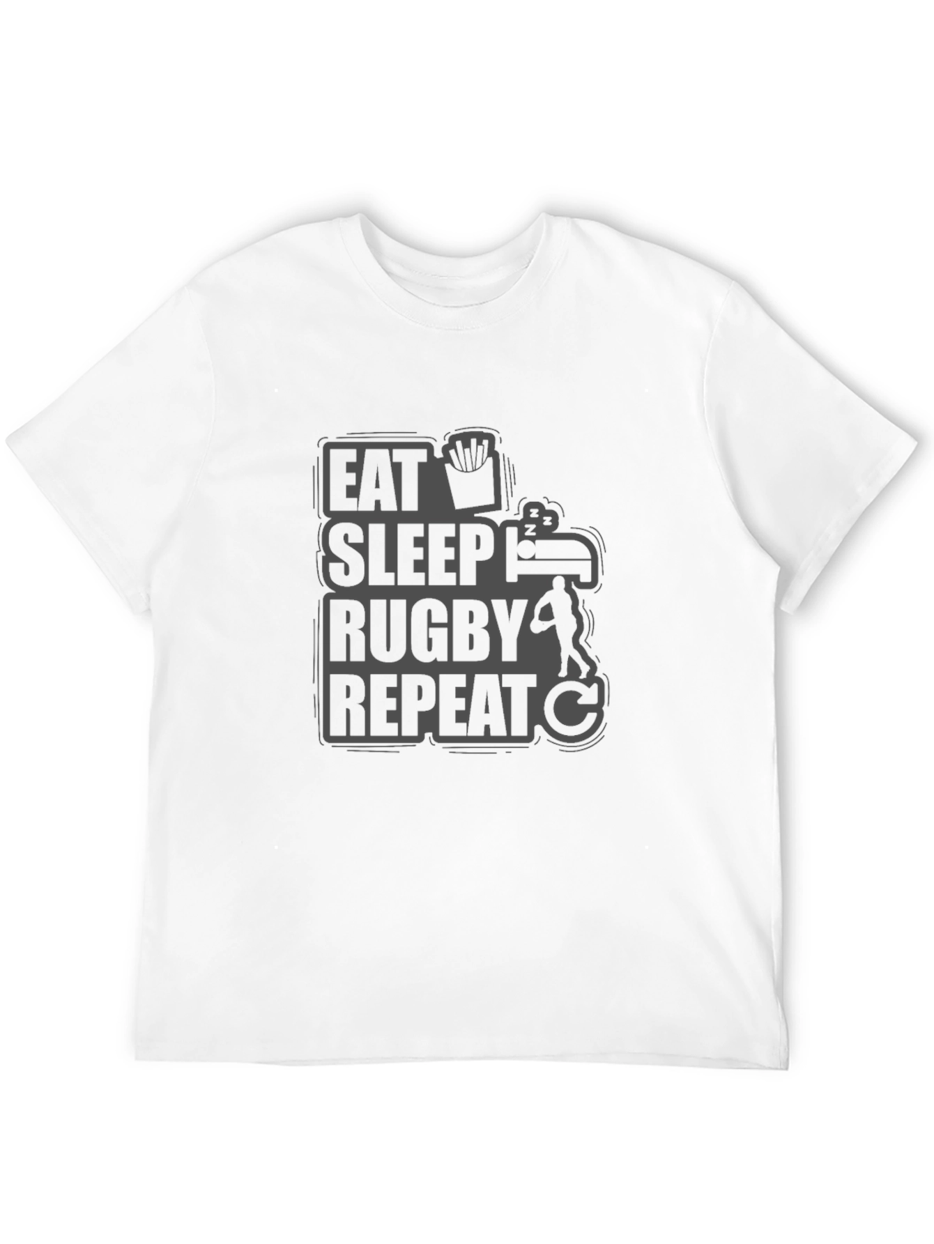 Eat Sleep Rugby Repeat Black Graphic T-Shirt