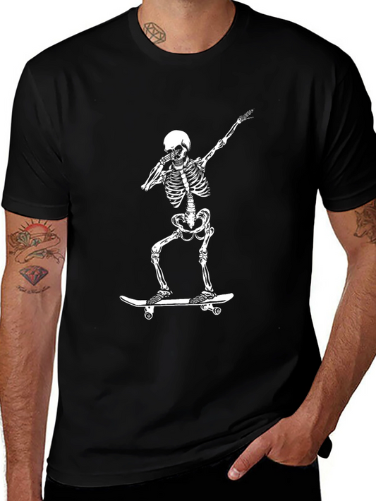 Skeleton Skateboarder Graphic Tee - Black
