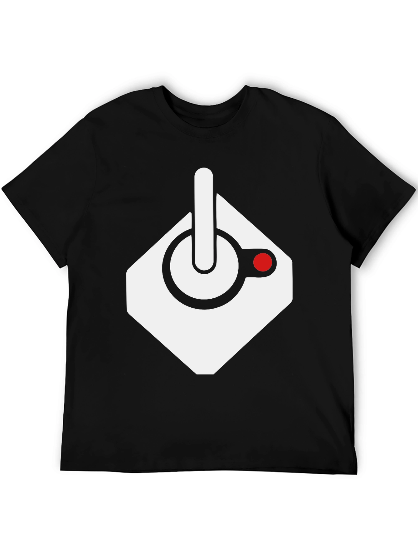 Retro Gaming Console Joystick Graphic Tee - Black
