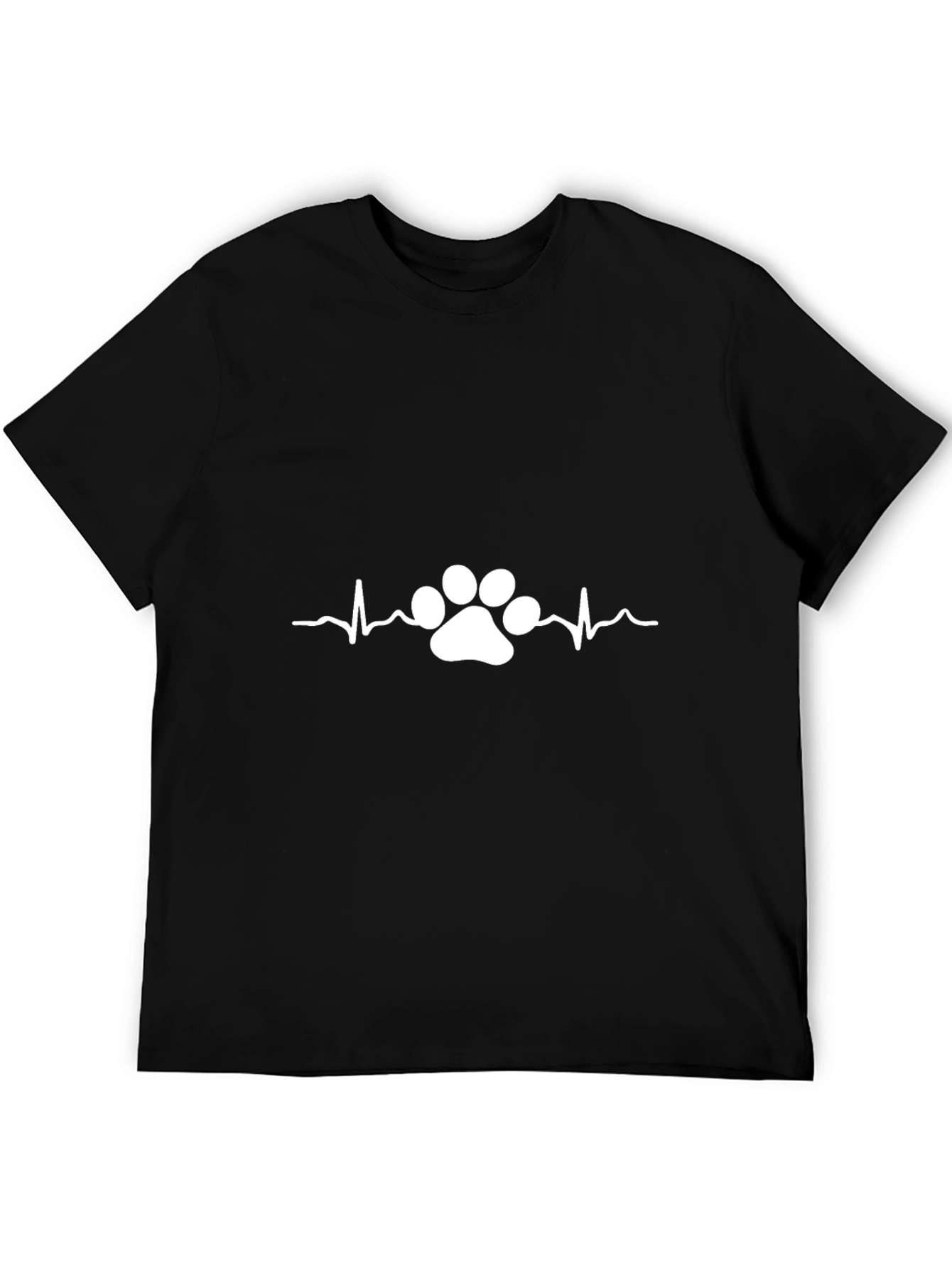 Heartbeat Paw Print Graphic Tee - Black