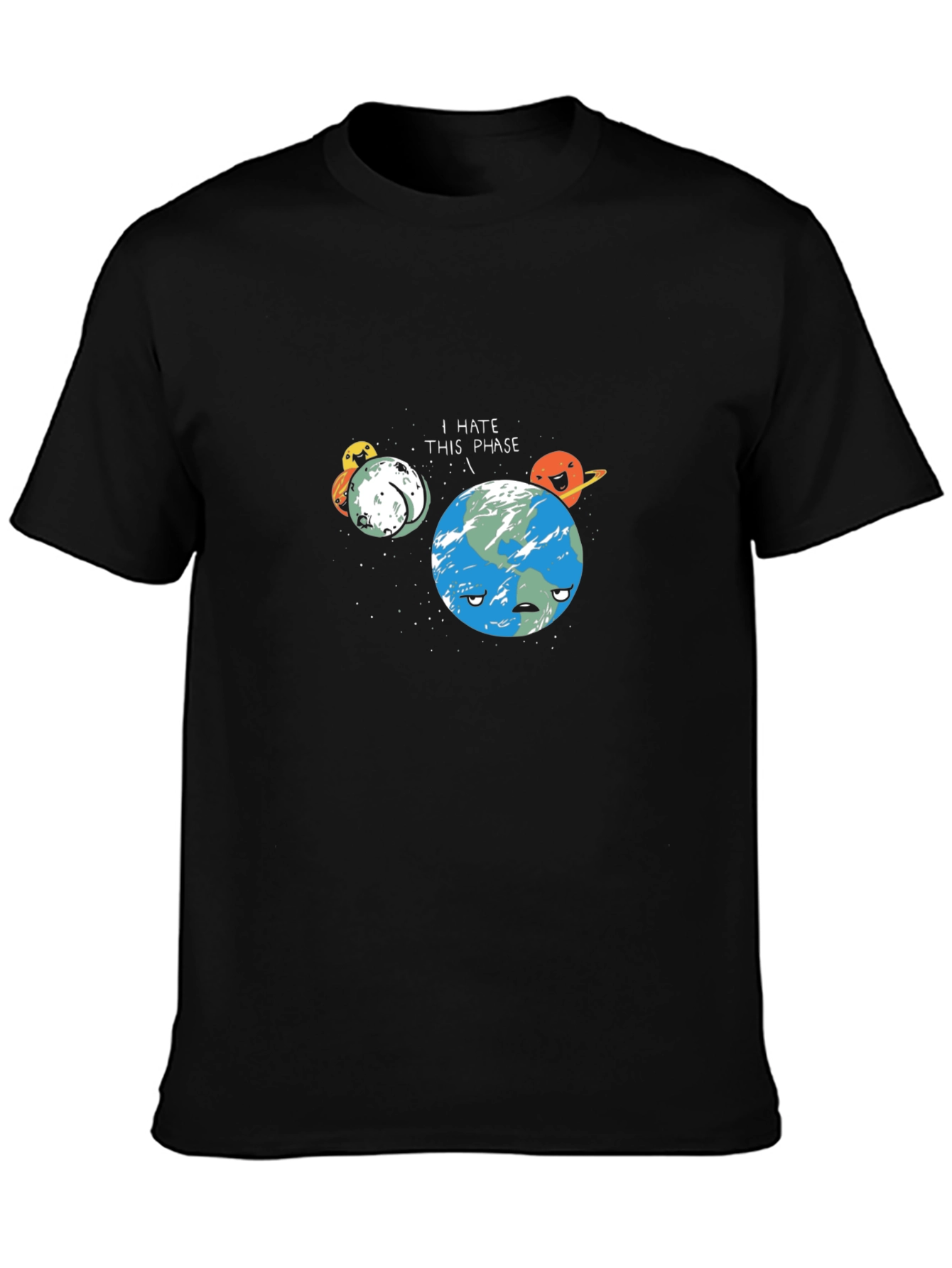 I Hate This Phase Funny Astronomy Black T-Shirt