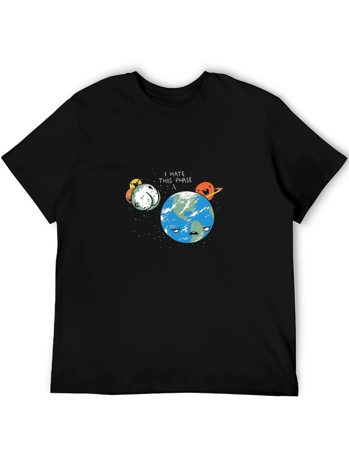I Hate This Phase Funny Astronomy Black T-Shirt