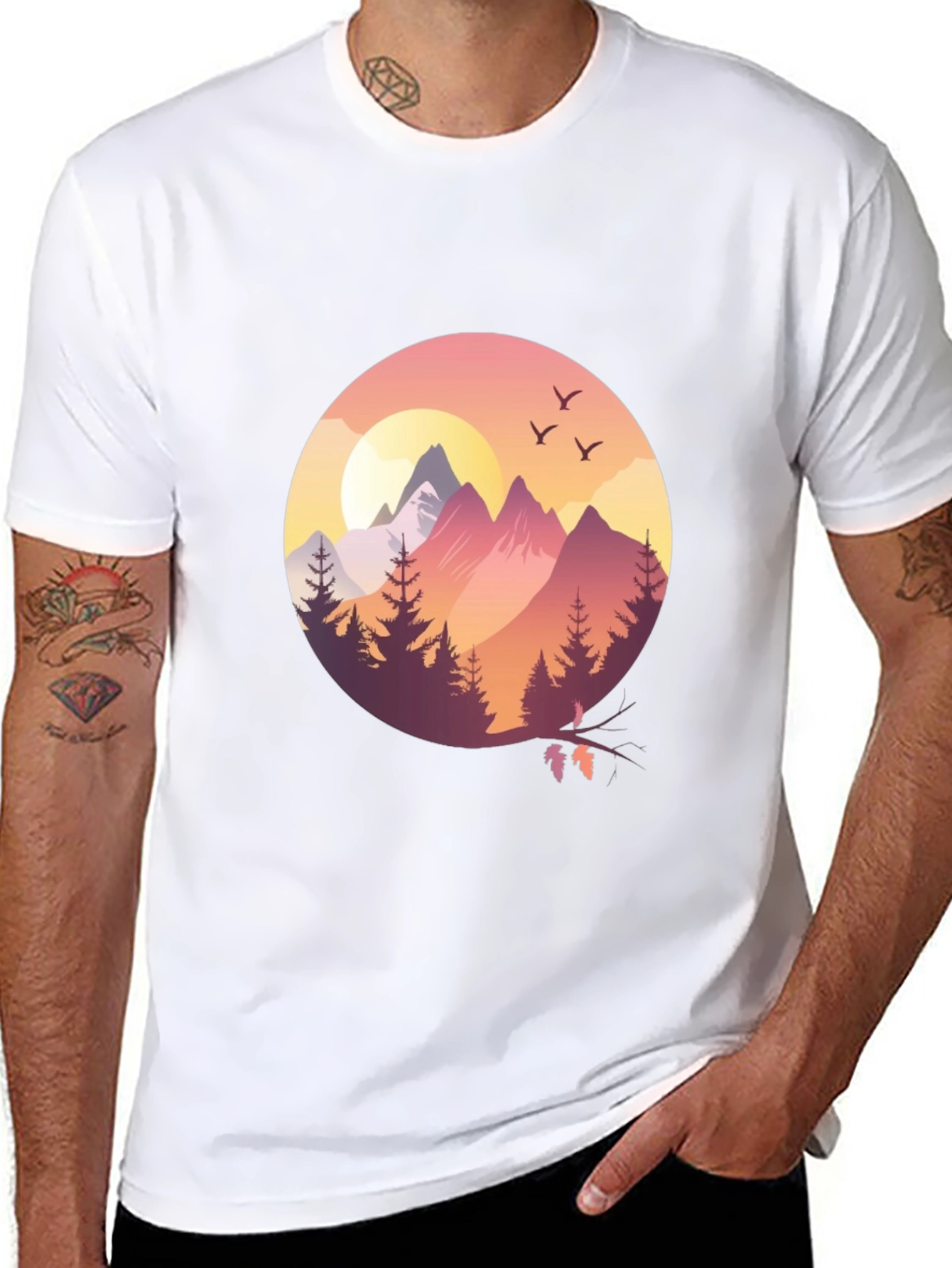 Nature Scene Graphic Tee - Black