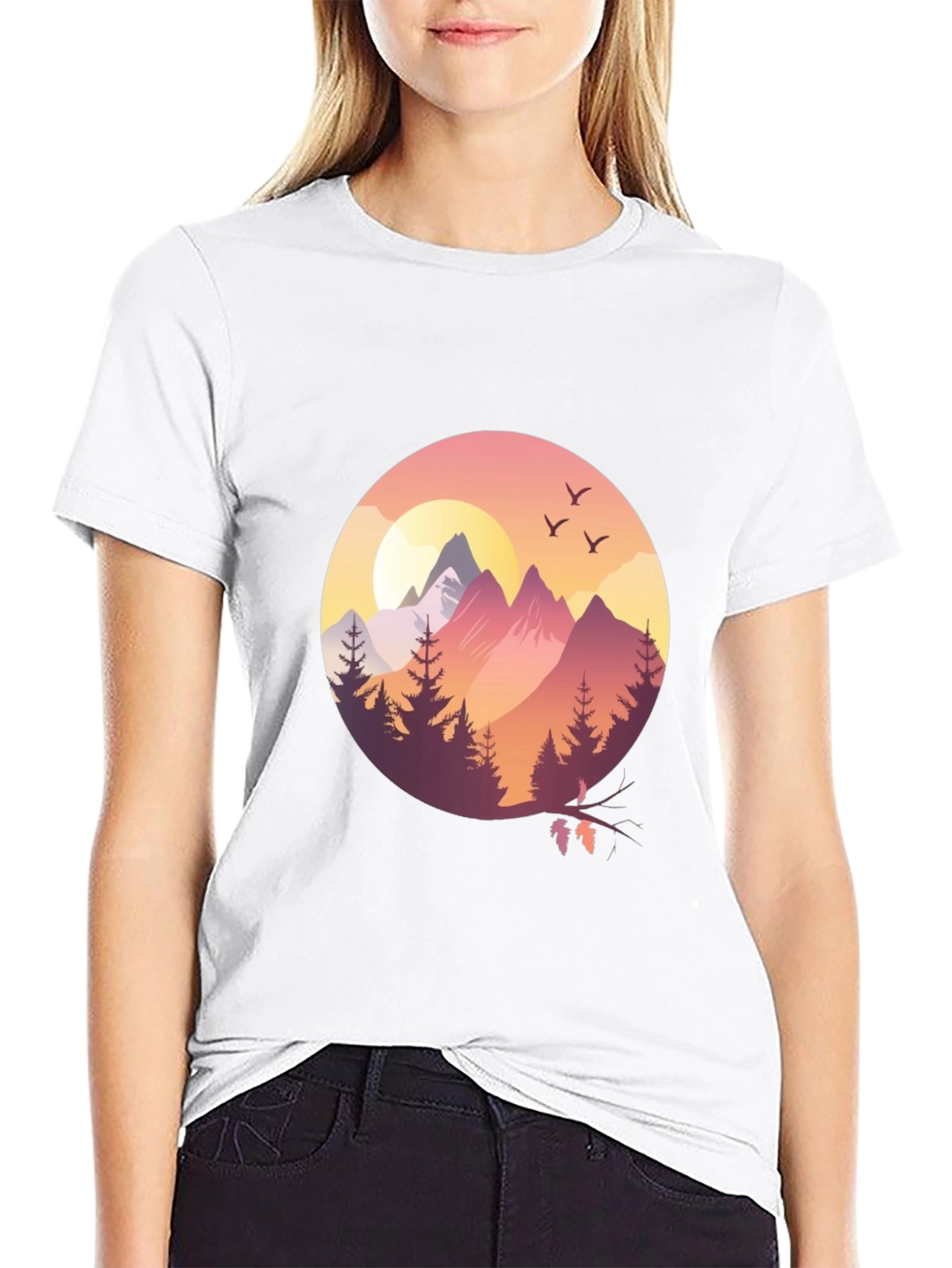 Nature Scene Graphic Tee - Black