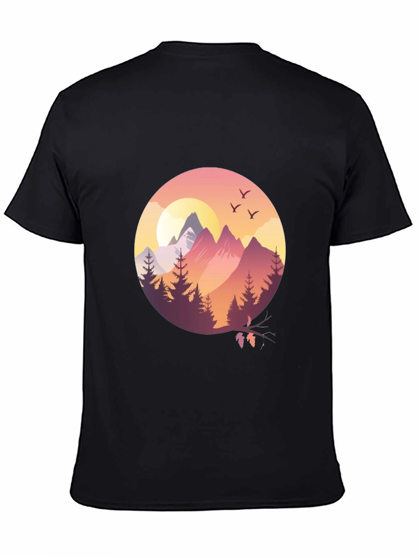 Nature Scene Graphic Tee - Black