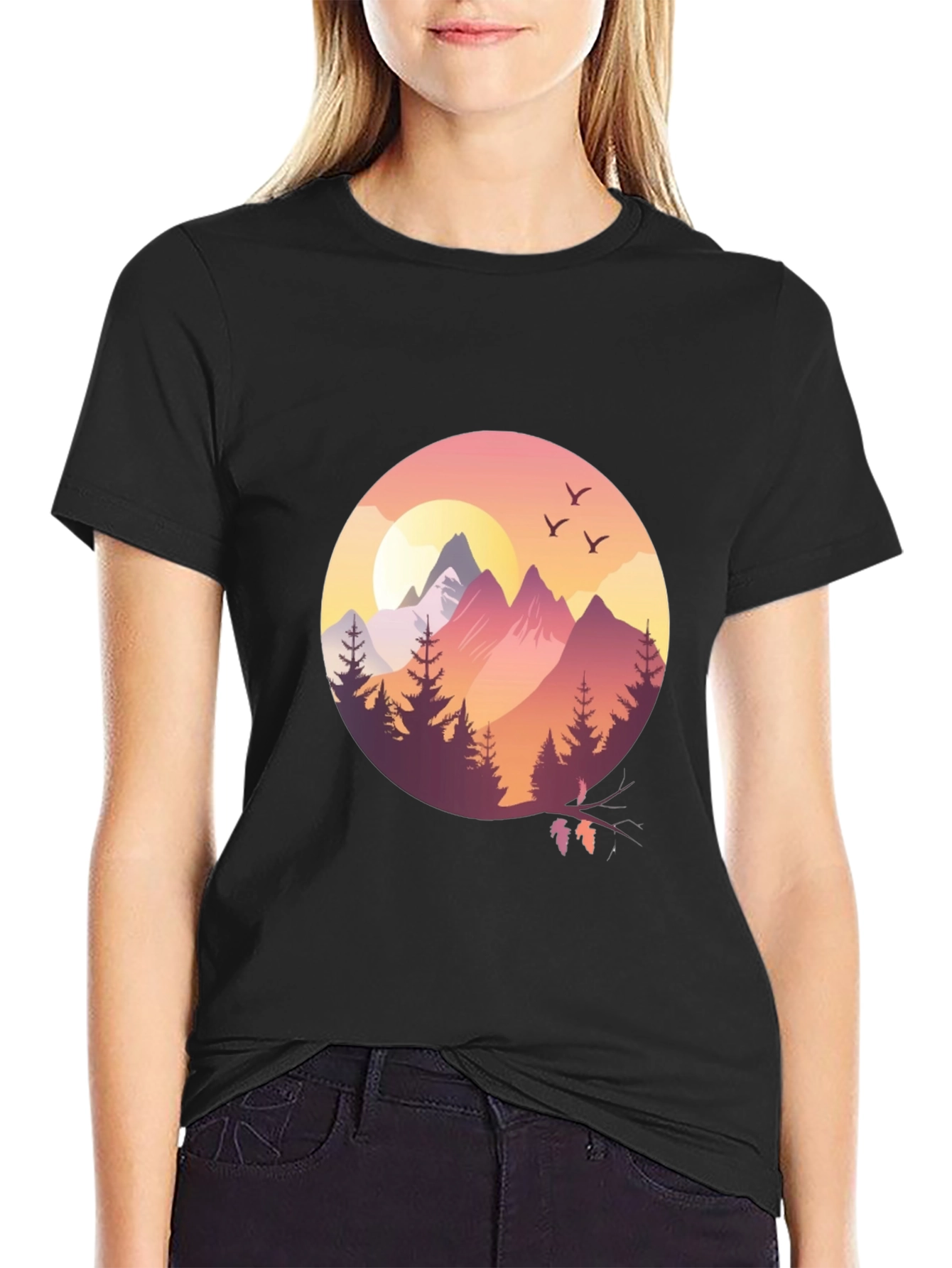 Nature Scene Graphic Tee - Black