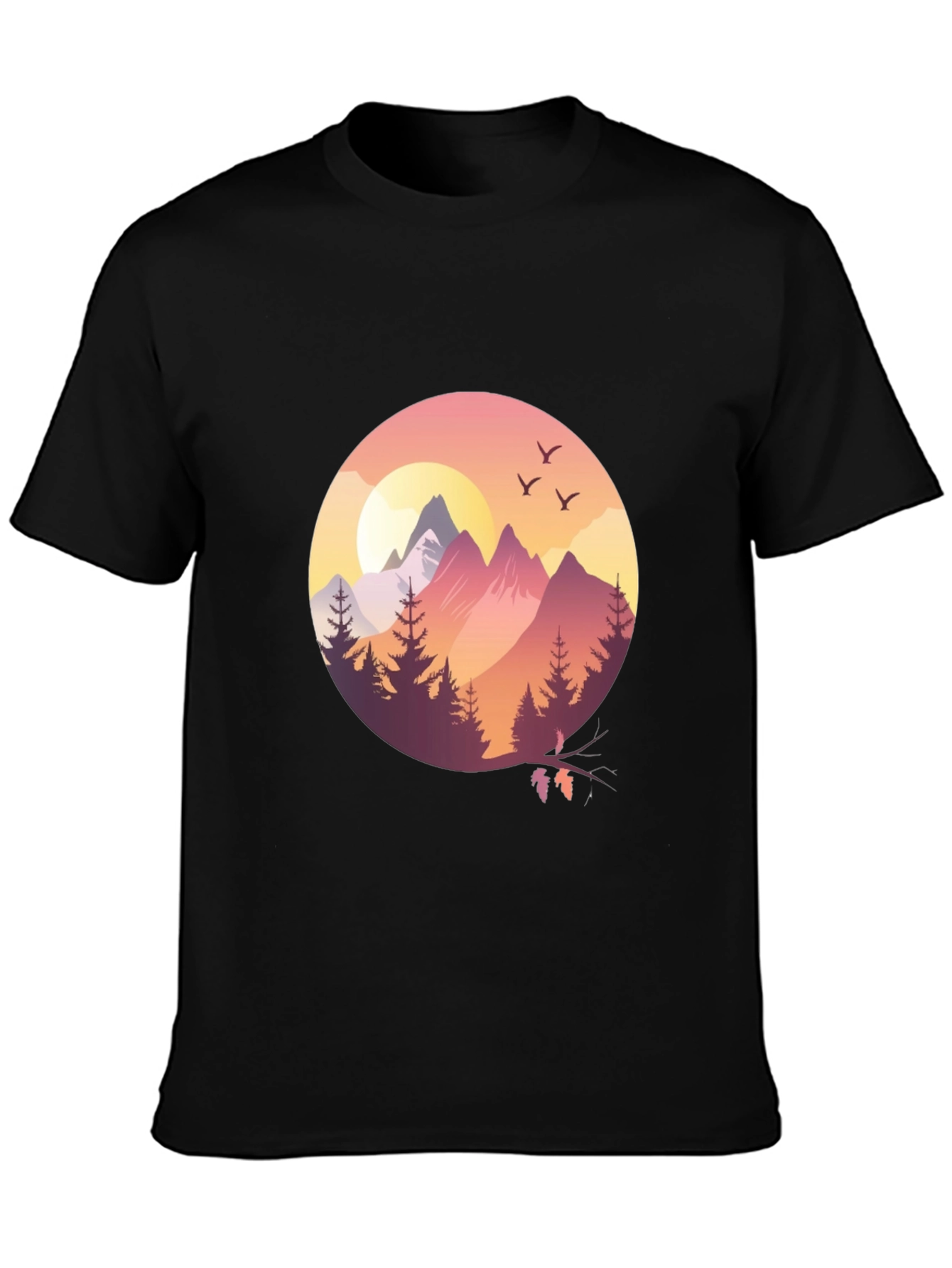 Nature Scene Graphic Tee - Black