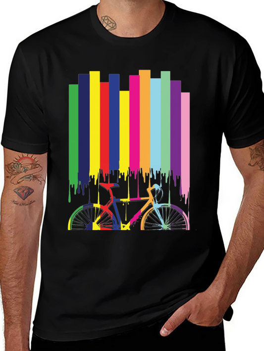 Colorful Bike Graphic Tee - Mens Black T-Shirt