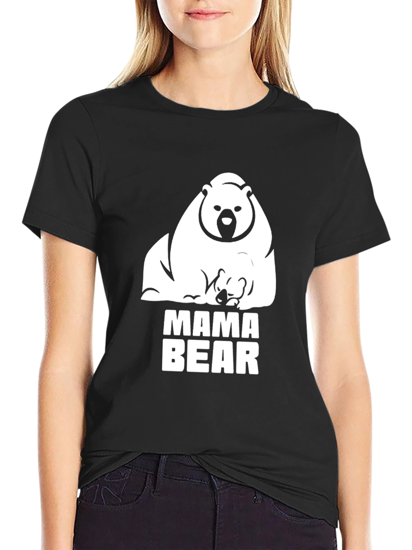Mama Bear Graphic Tee - Black Cotton T-Shirt