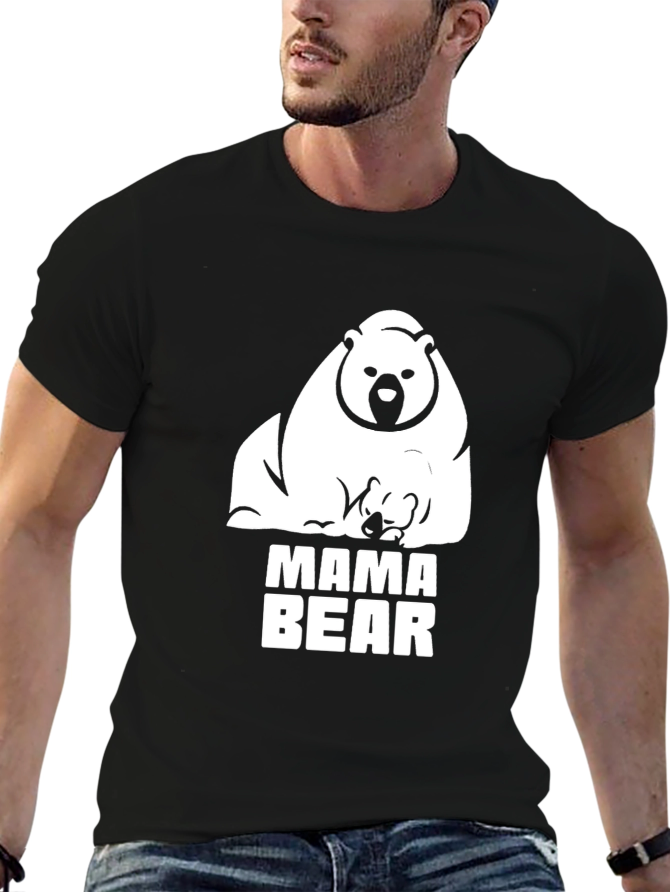 Mama Bear Graphic Tee - Black Cotton T-Shirt