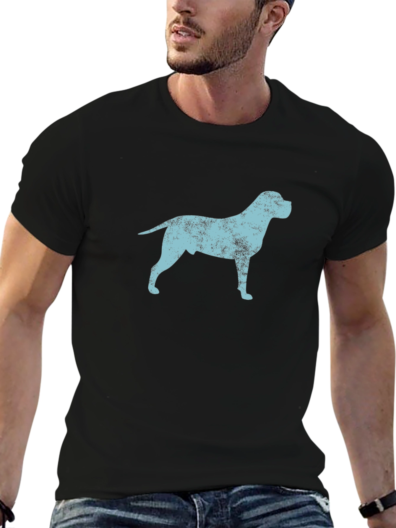 Dog Silhouette Graphic Tee - Black