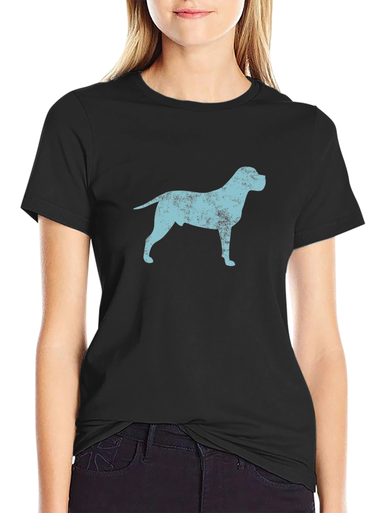 Dog Silhouette Graphic Tee - Black