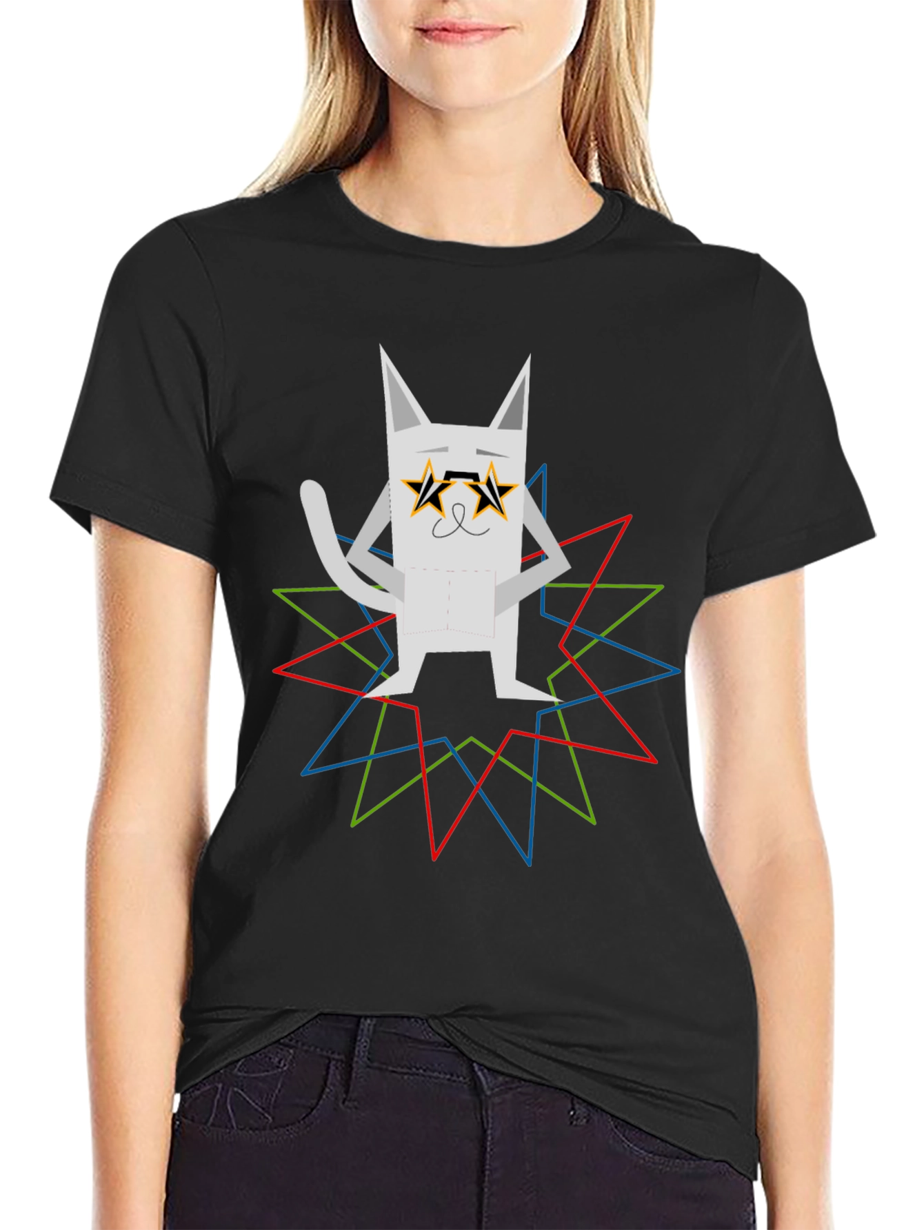 Cool Cat Graphic Tee - Star Glasses