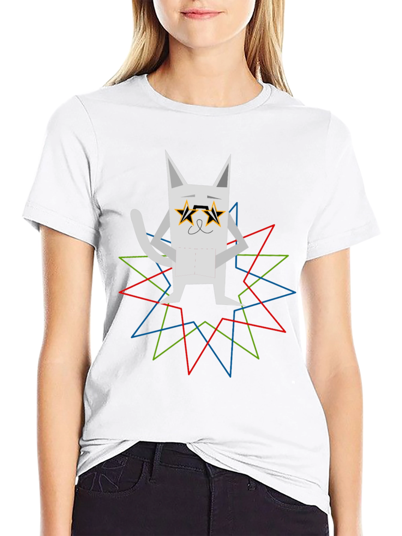 Cool Cat Graphic Tee - Star Glasses
