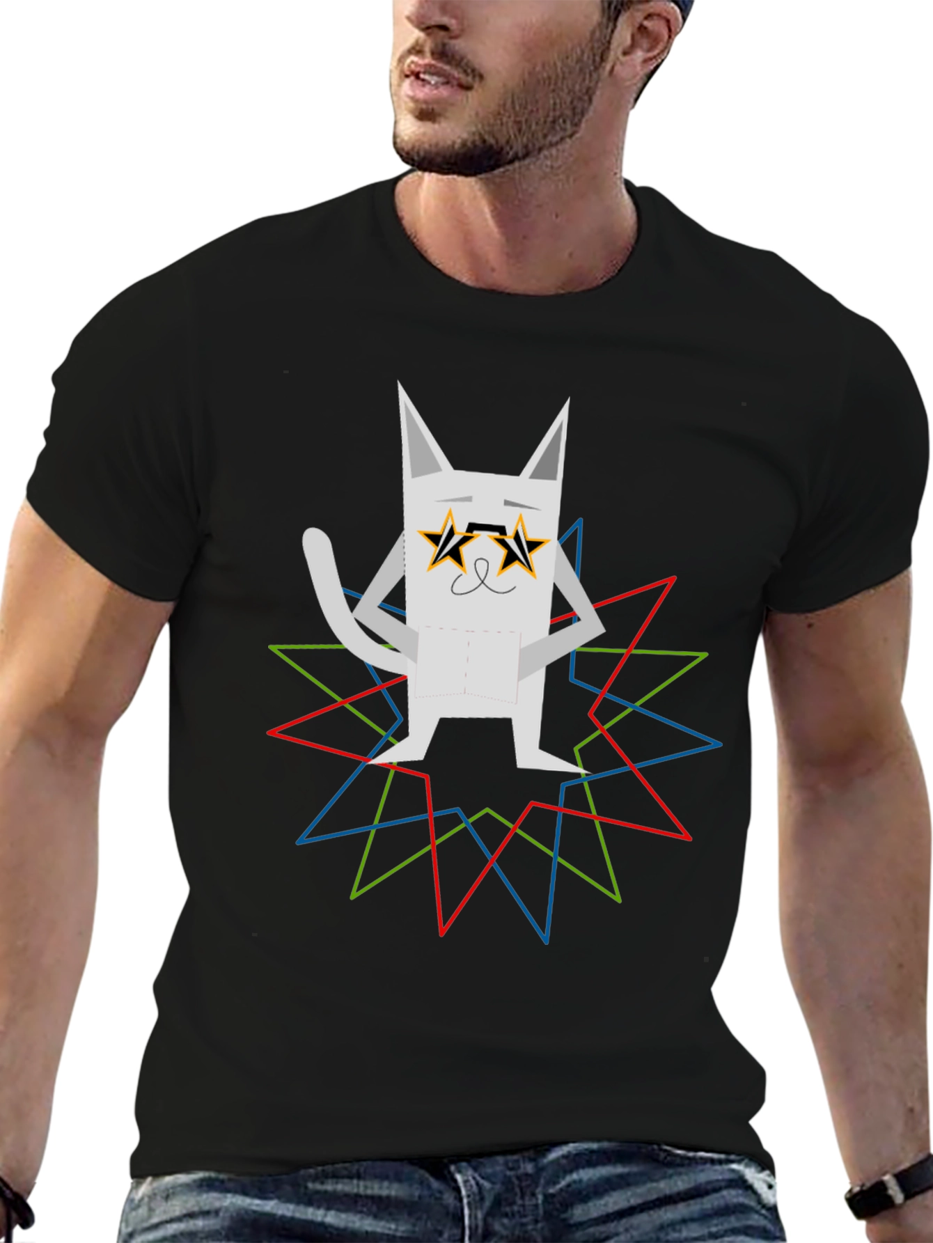 Cool Cat Graphic Tee - Star Glasses