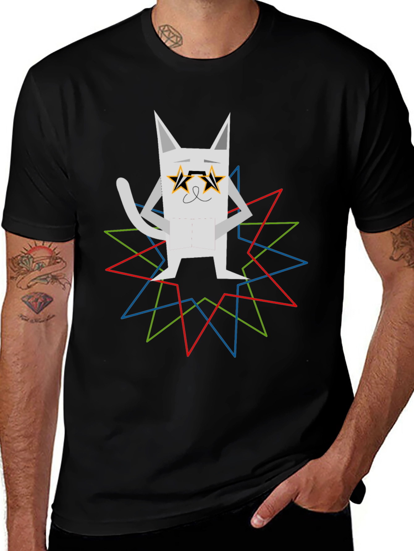Cool Cat Graphic Tee - Star Glasses