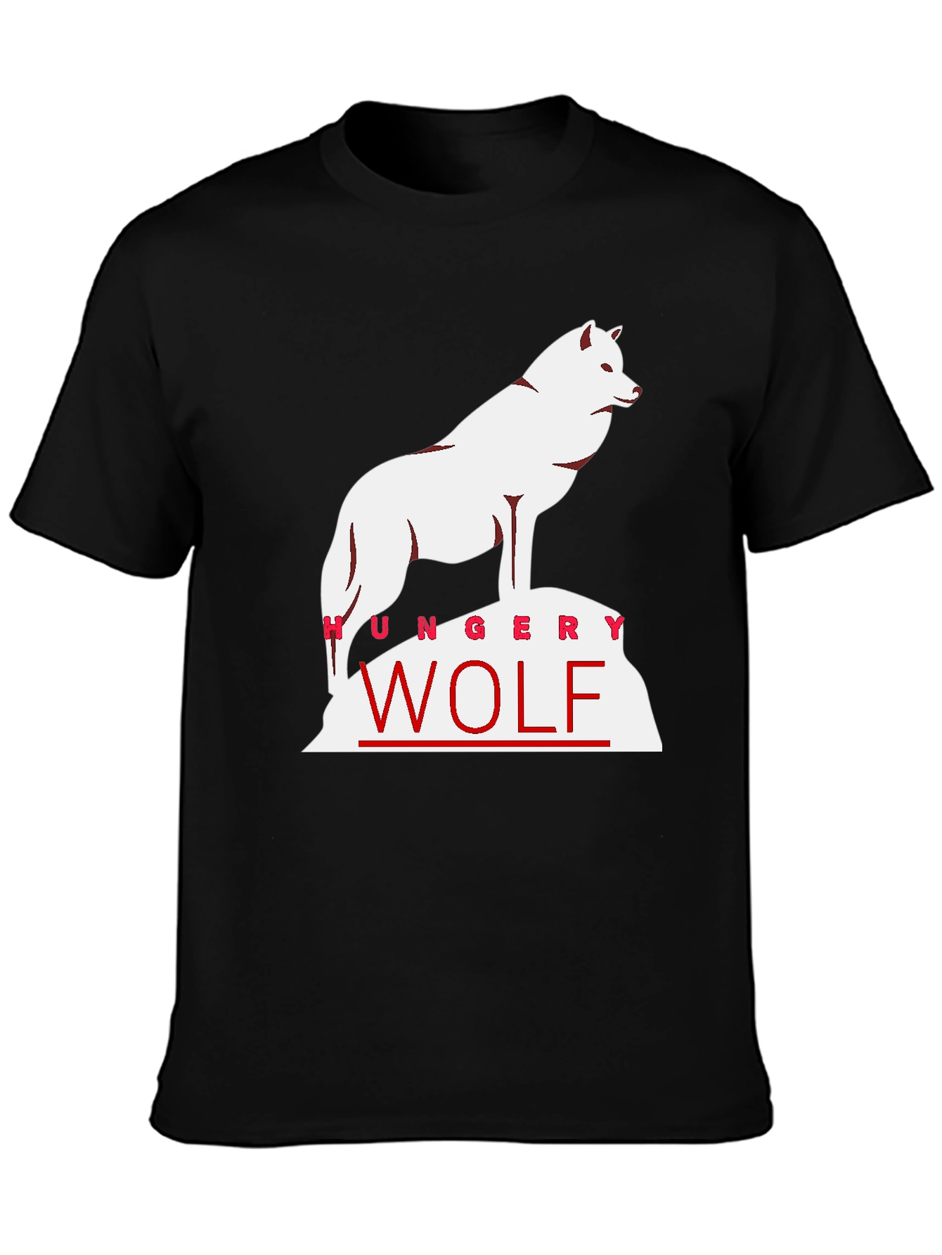 Hungry Wolf Graphic Tee - Black Cotton T-Shirt
