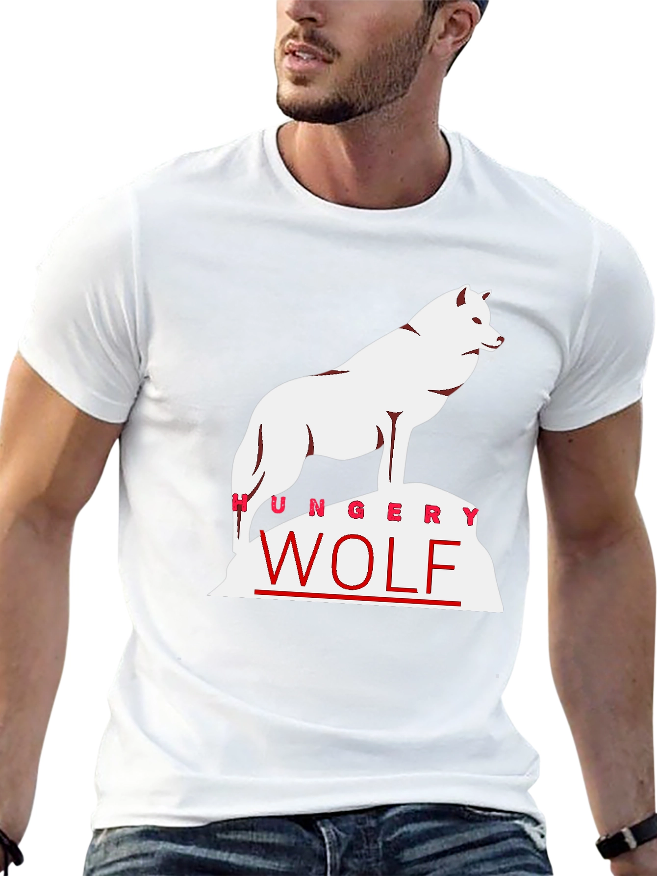 Hungry Wolf Graphic Tee - Black Cotton T-Shirt