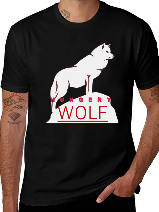 Hungry Wolf Graphic Tee - Black Cotton T-Shirt