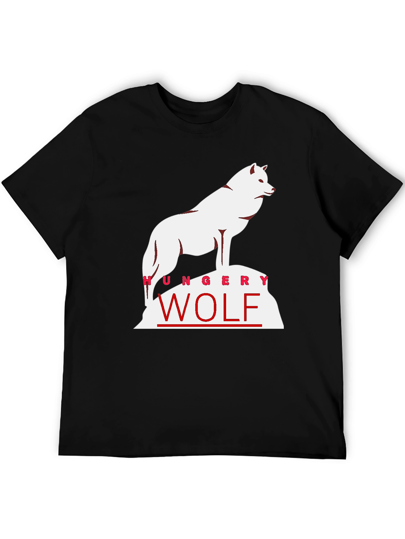 Hungry Wolf Graphic Tee - Black Cotton T-Shirt
