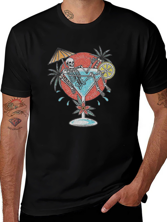 Skeleton Sipping Cocktail Graphic Tee