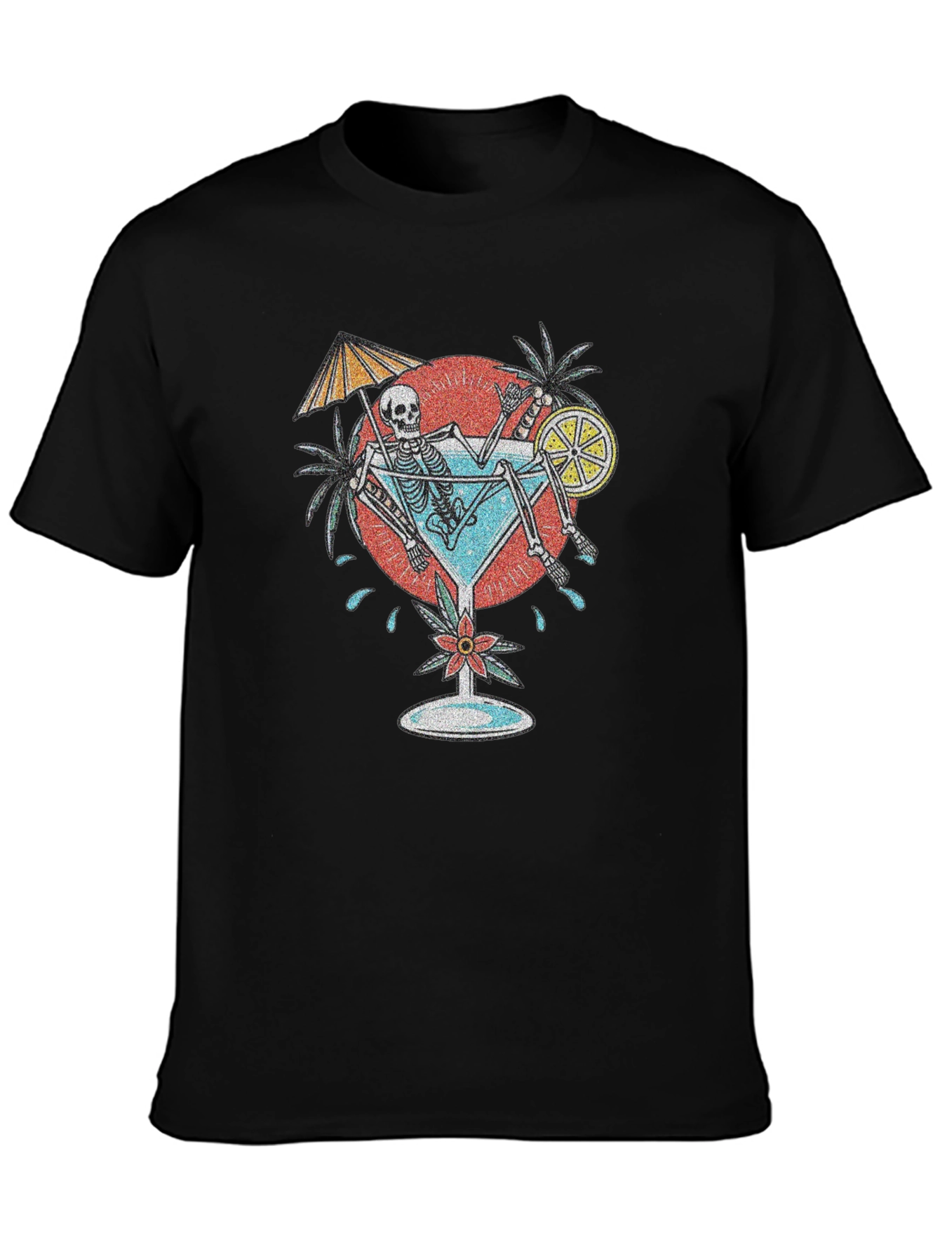 Skeleton Sipping Cocktail Graphic Tee