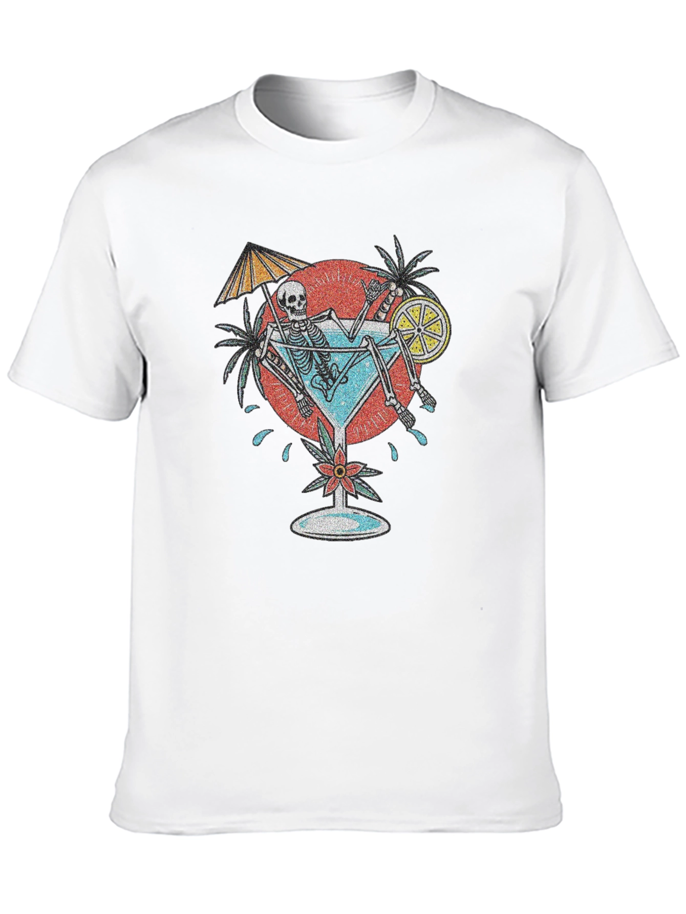 Skeleton Sipping Cocktail Graphic Tee