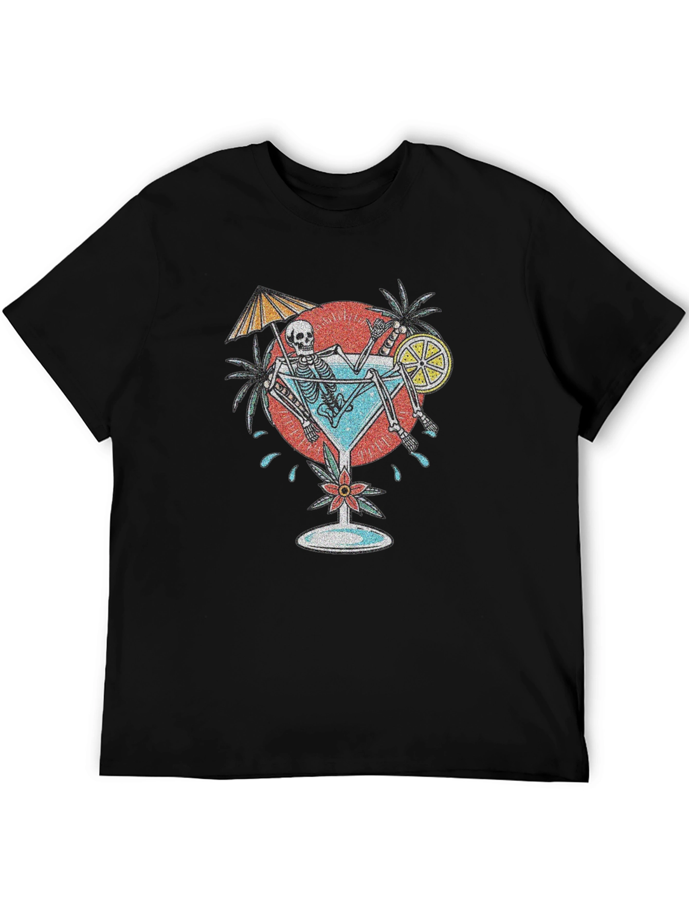 Skeleton Sipping Cocktail Graphic Tee