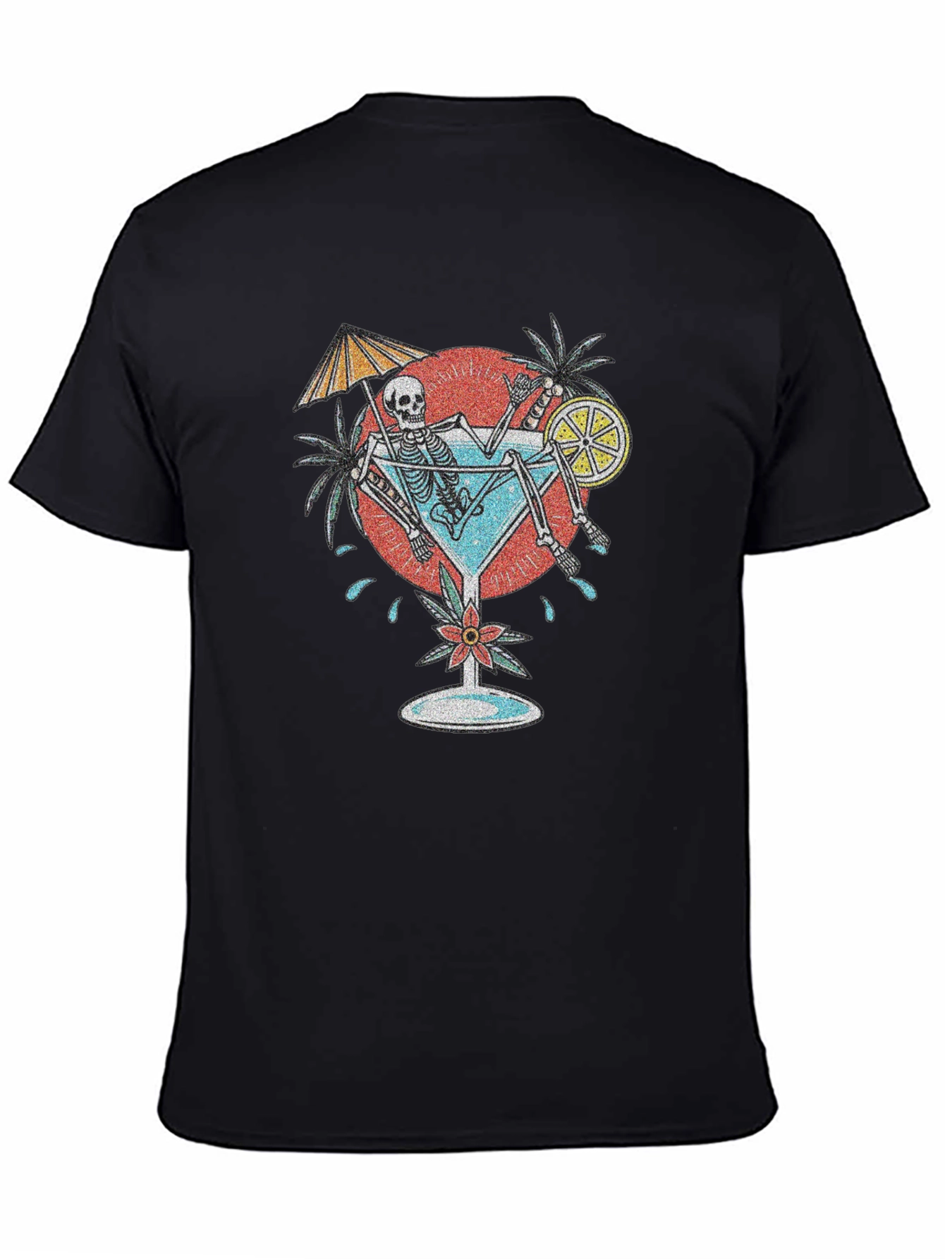 Skeleton Sipping Cocktail Graphic Tee