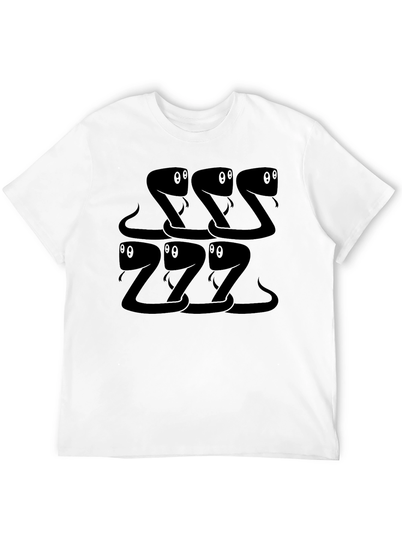 Snake Cartoon Pattern Black T-Shirt