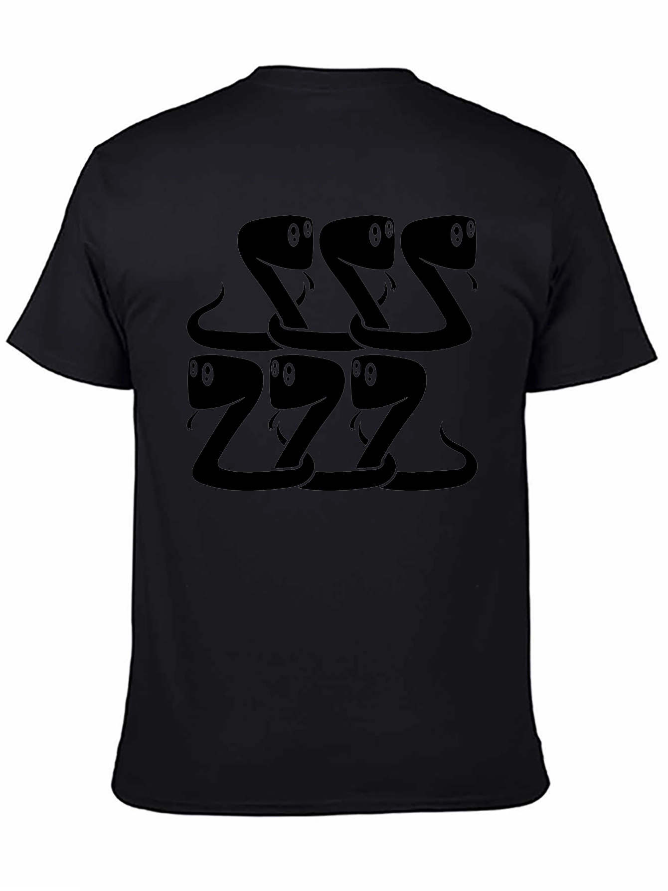 Snake Cartoon Pattern Black T-Shirt