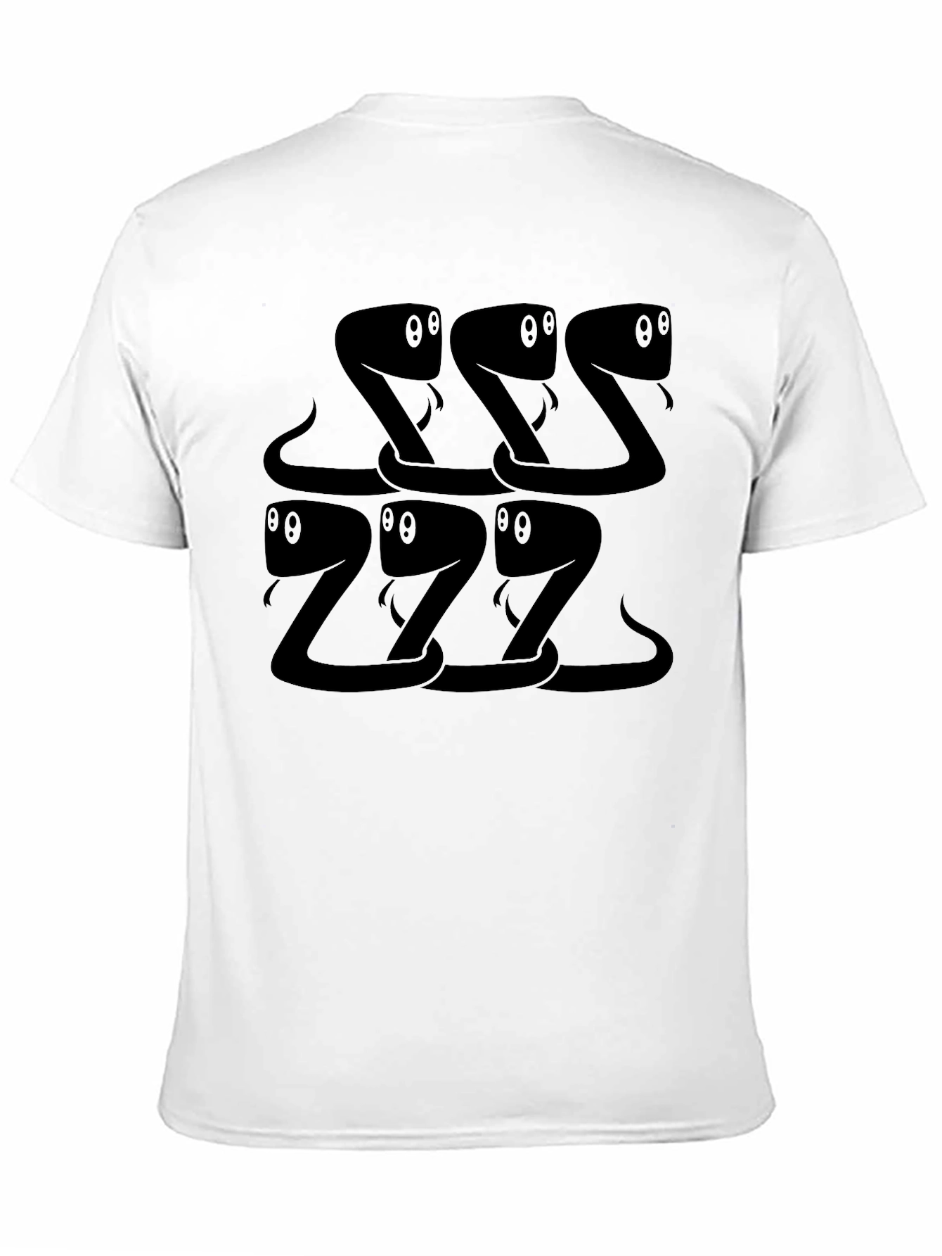 Snake Cartoon Pattern Black T-Shirt