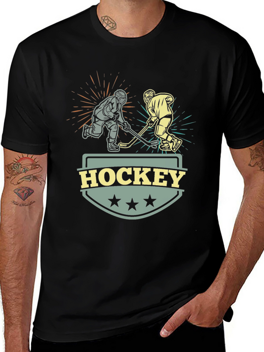 Hockey Graphic T-Shirt - Black Cotton Tee for Fans