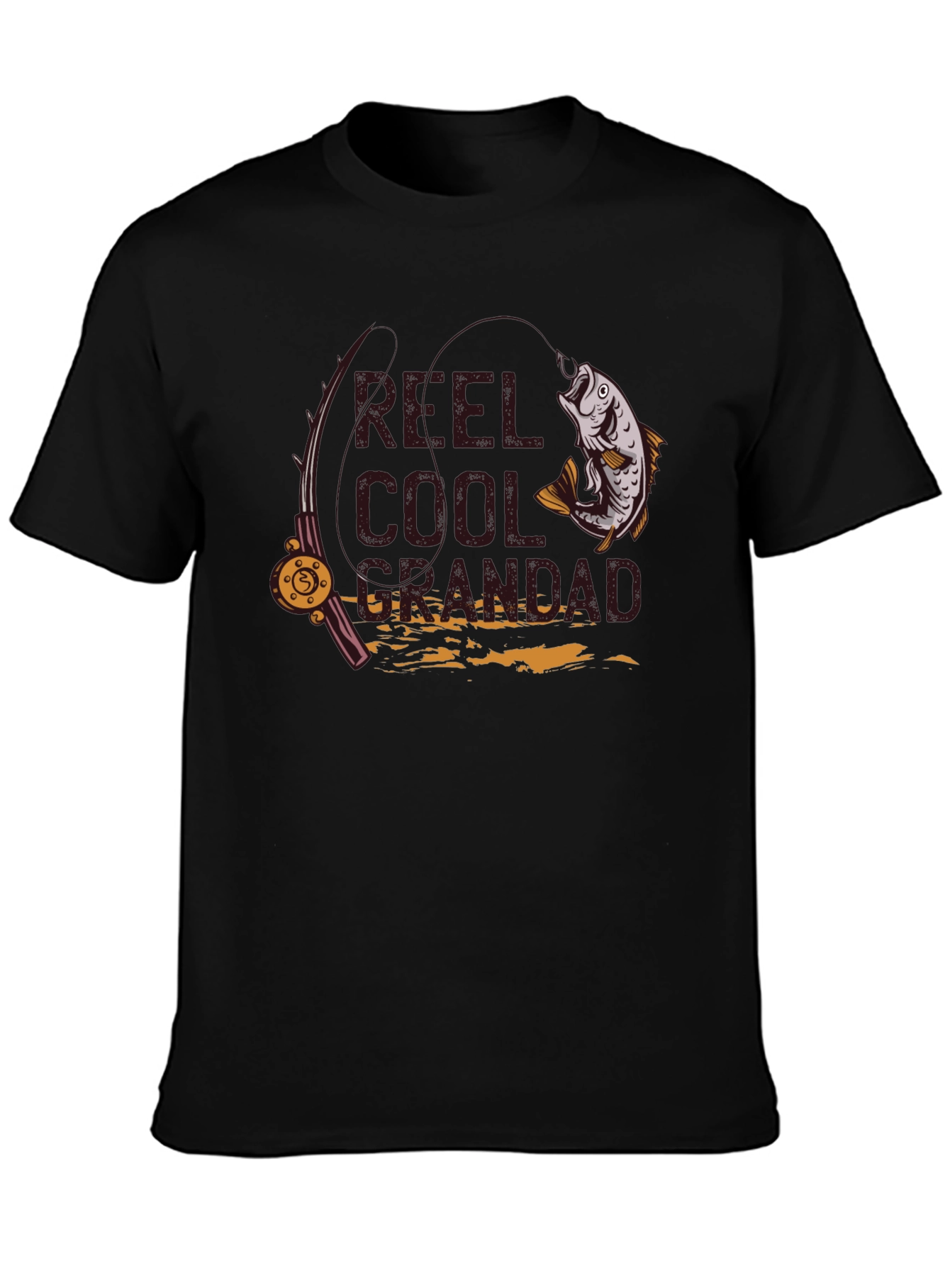 Reel Cool Grandad Fishing T-Shirt - Black