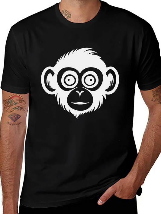 Monkey Face Graphic T-Shirt - Casual Black Tee