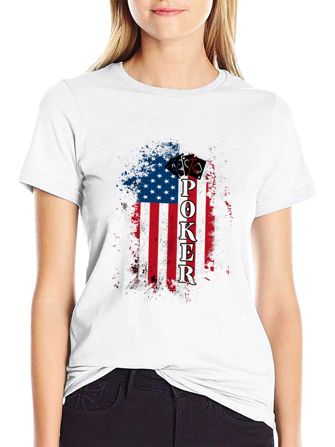 Poker American Flag Graphic T-Shirt
