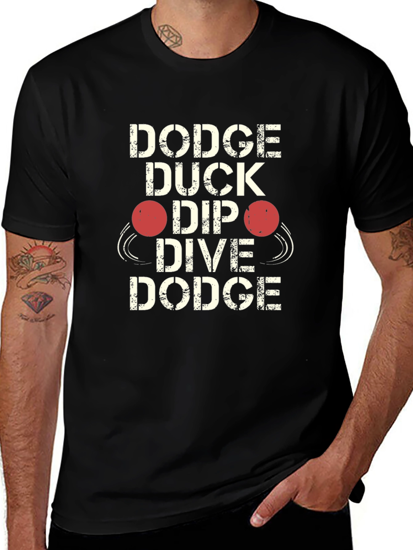 Dodgeball Graphic T-Shirt - Dodge Duck Dip Dive Dodge