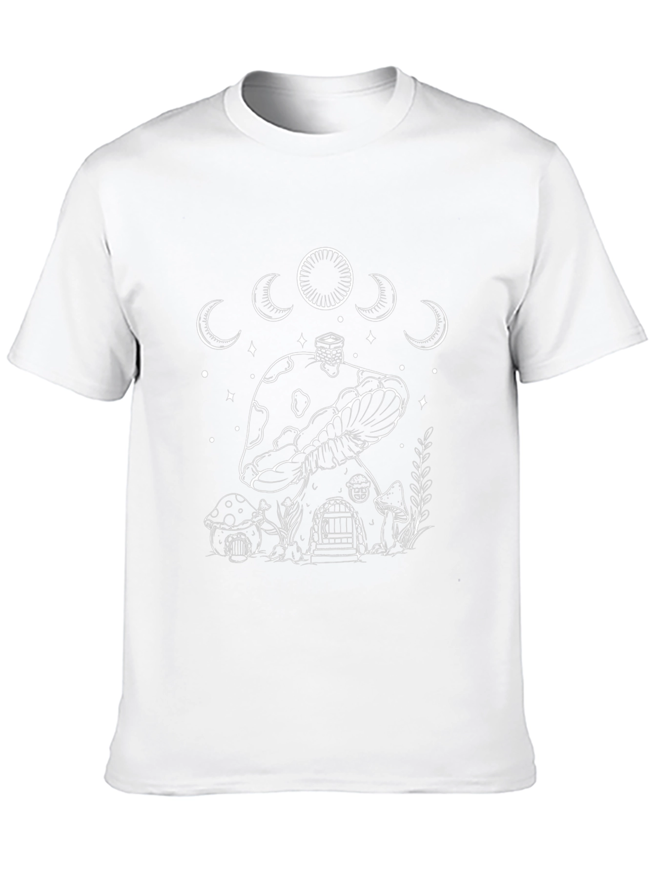 Mushroom House Graphic Tee - Black Cotton T-Shirt