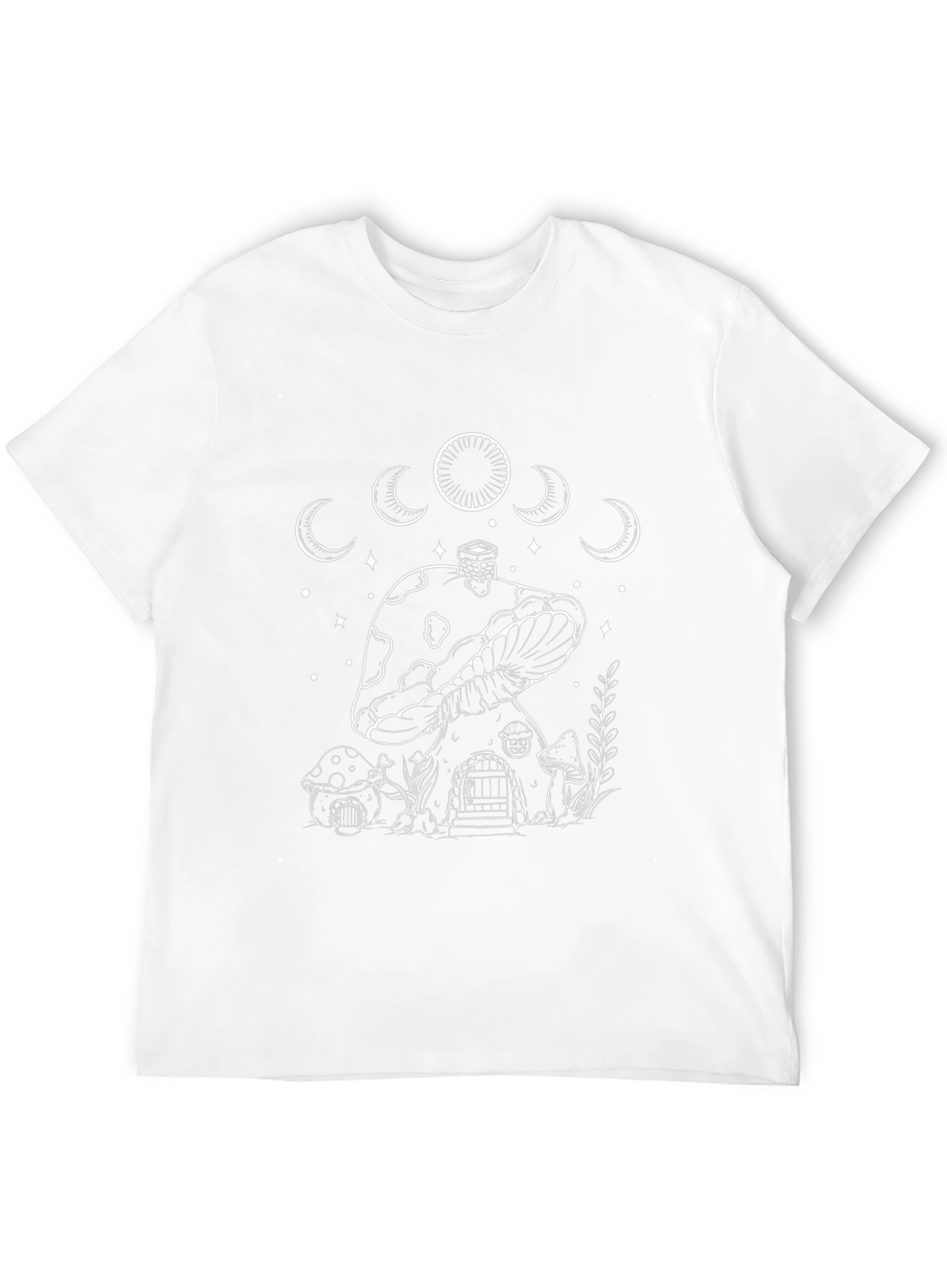 Mushroom House Graphic Tee - Black Cotton T-Shirt