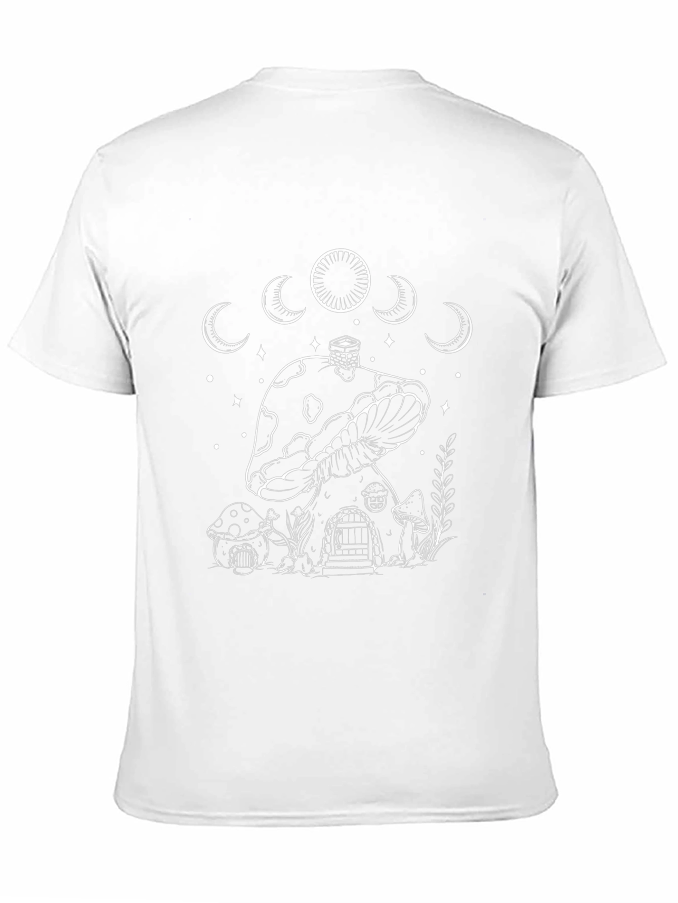 Mushroom House Graphic Tee - Black Cotton T-Shirt