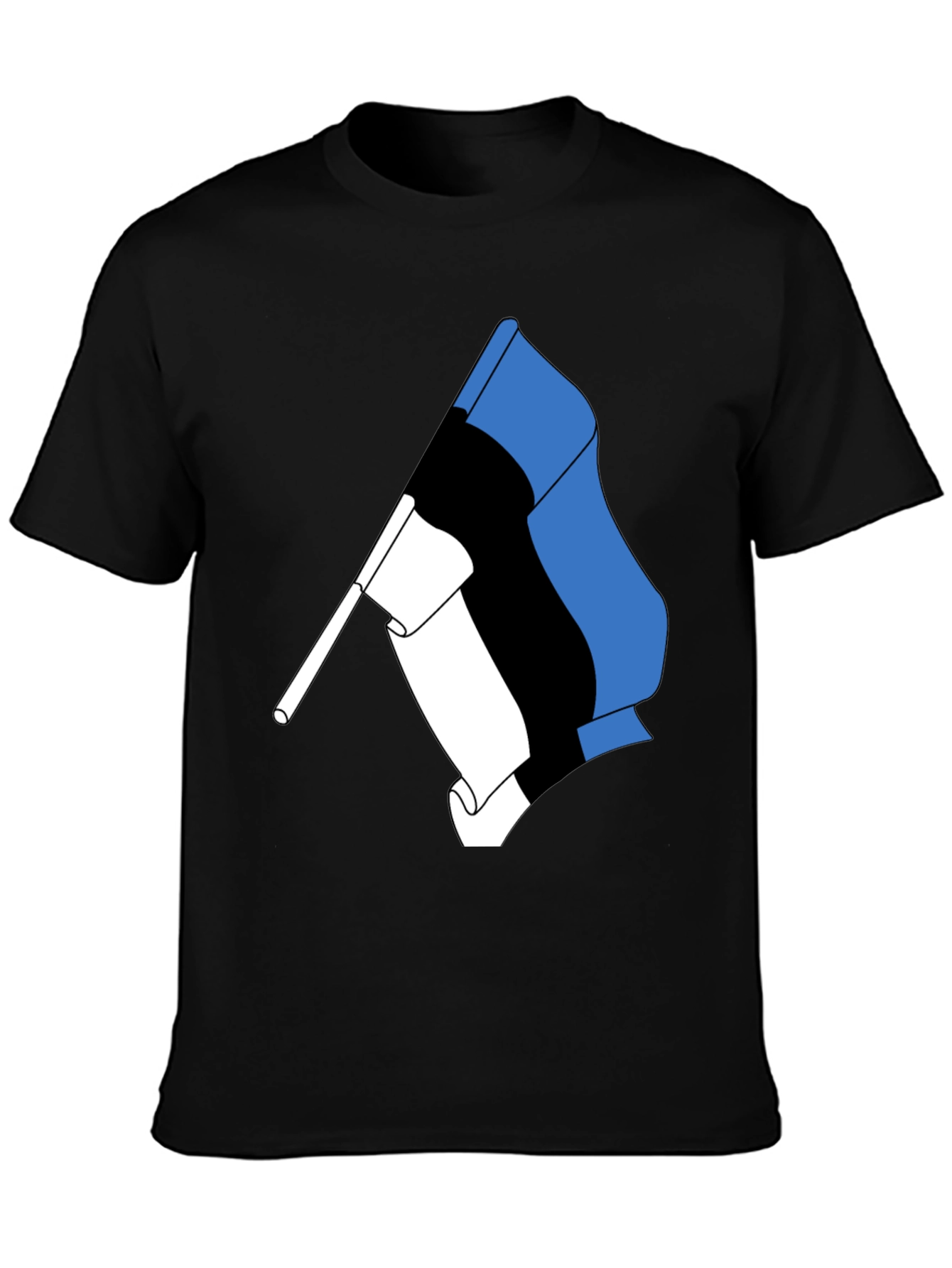 Estonian Flag Graphic Tee - Black Cotton T-Shirt
