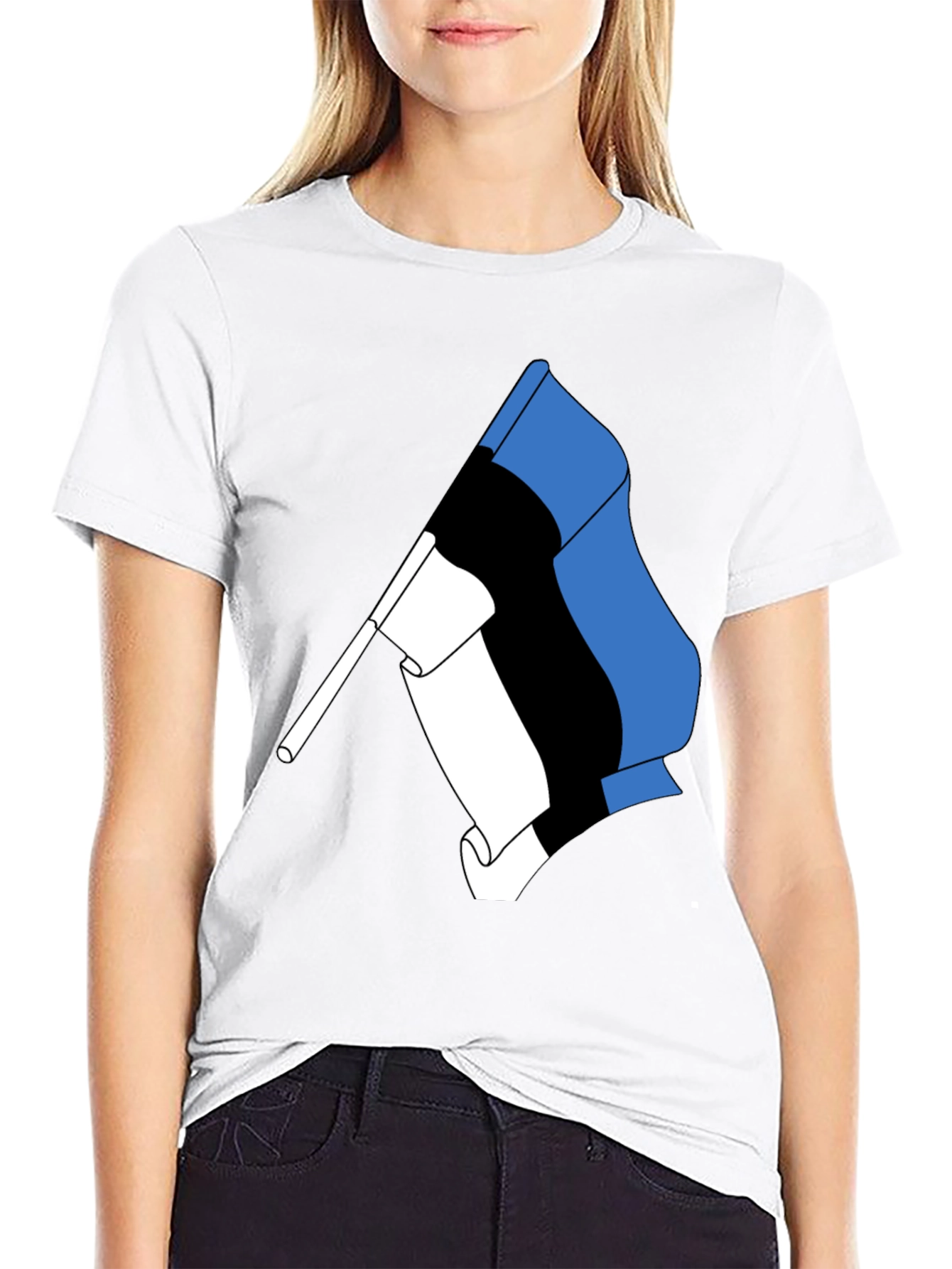 Estonian Flag Graphic Tee - Black Cotton T-Shirt