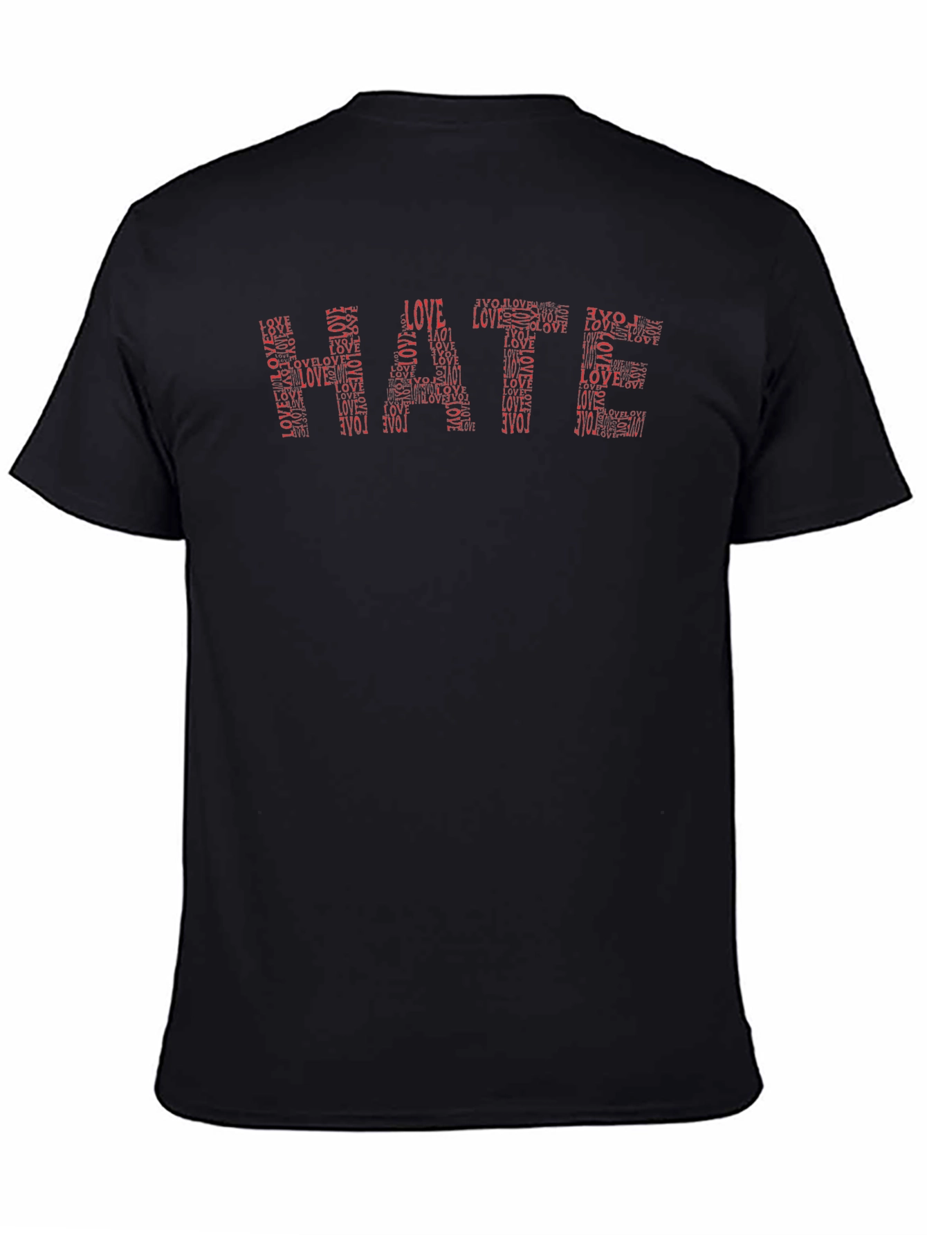 Hate/Love Graphic T-Shirt - Black Crew Neck Tee