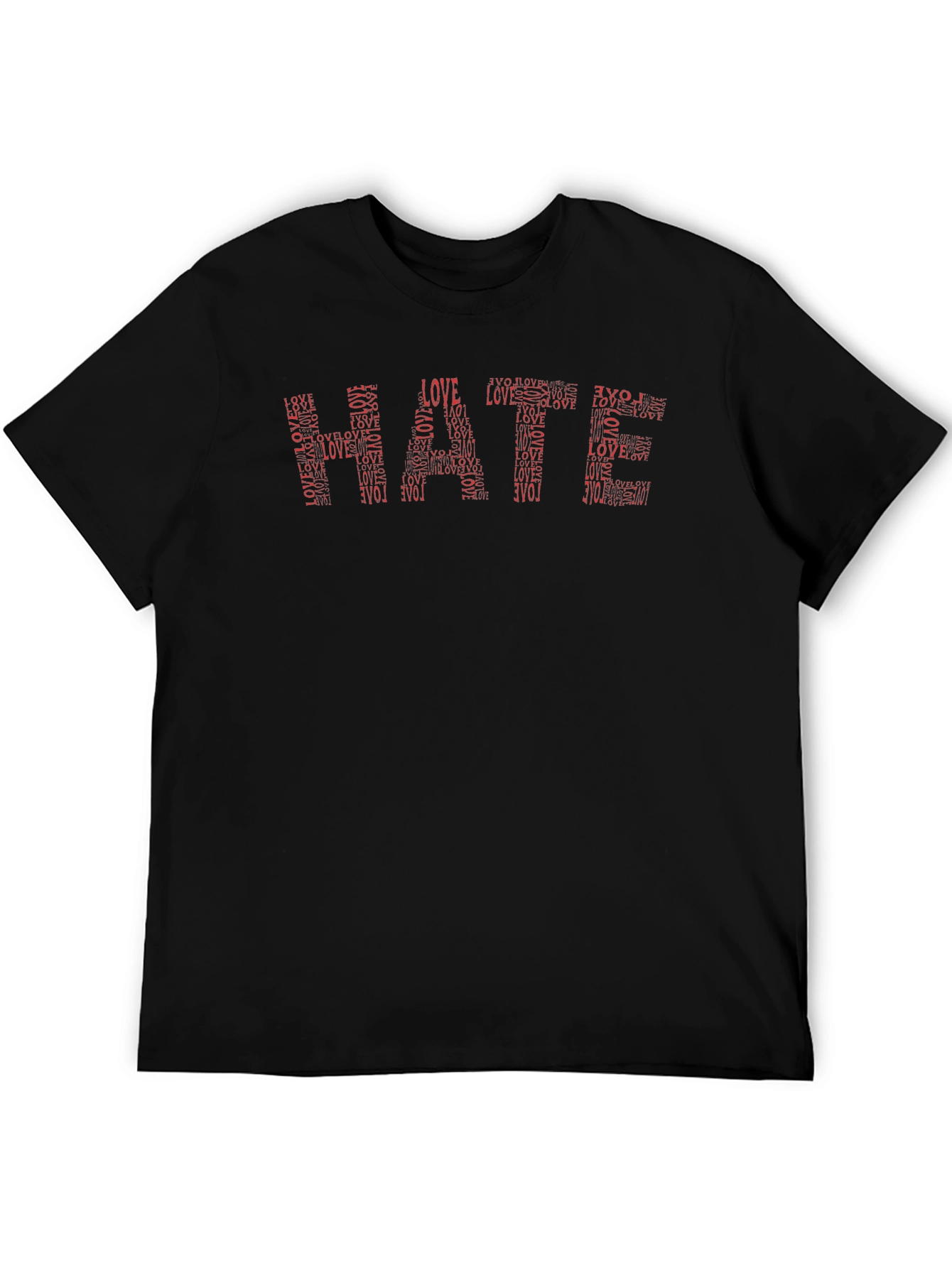 Hate/Love Graphic T-Shirt - Black Crew Neck Tee