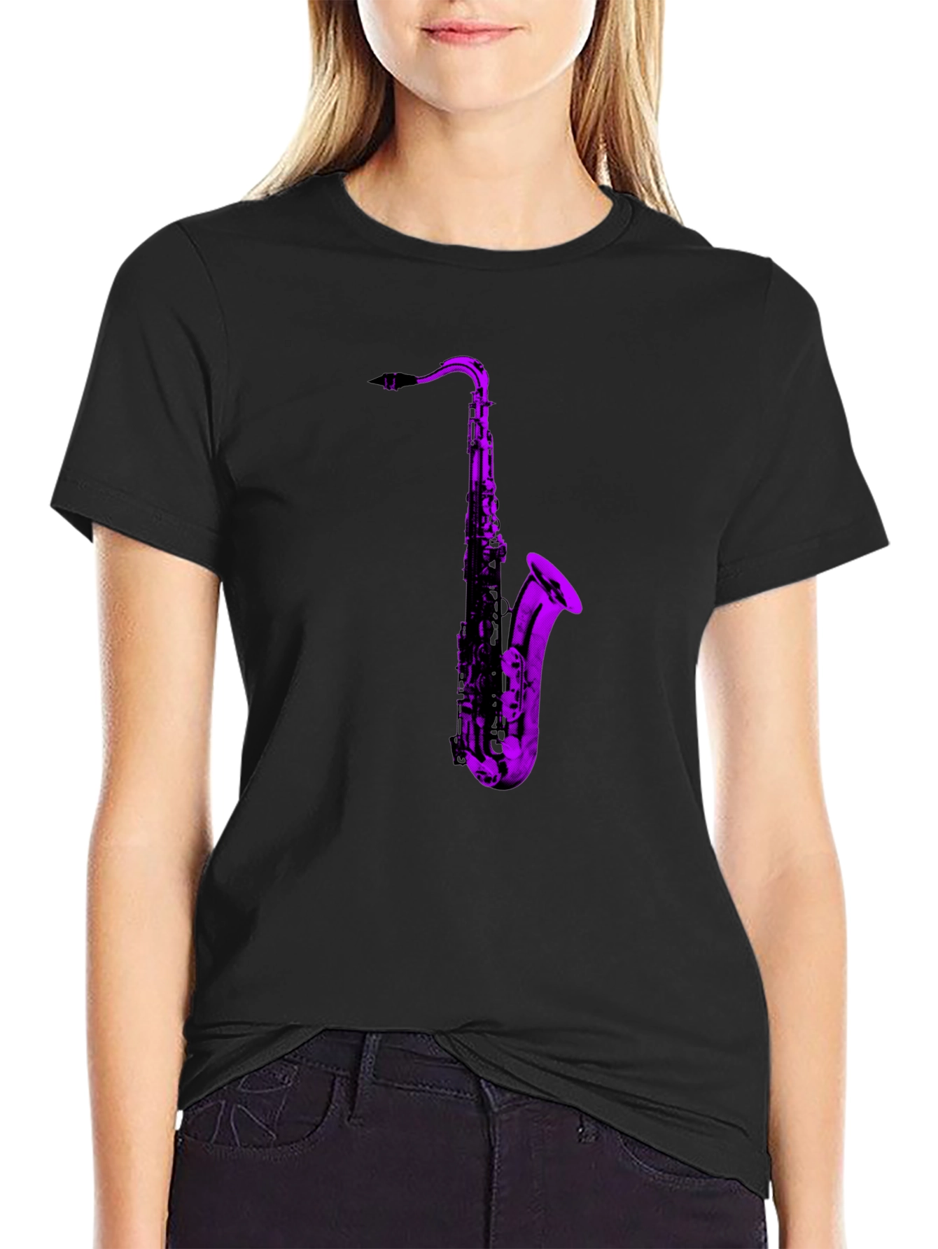 Saxophone Graphic Black T-Shirt